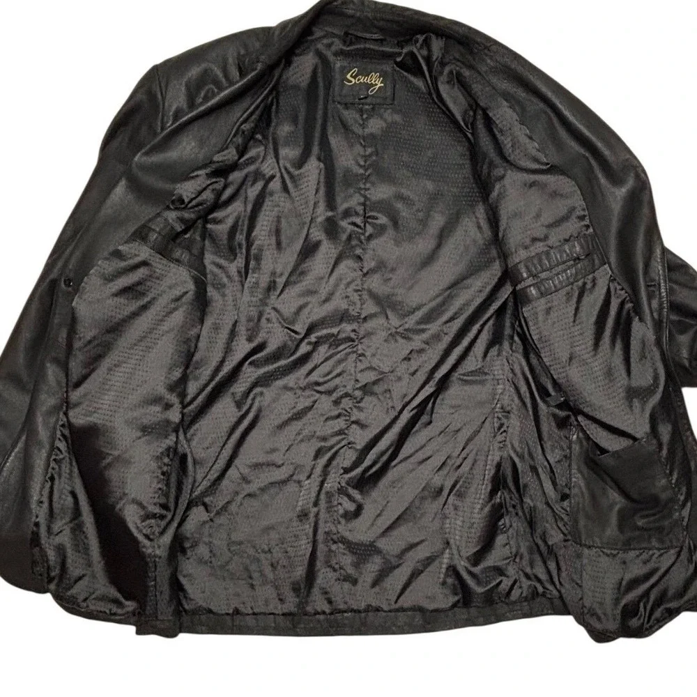 Scully Mens‎ Leather Blazer Size 44 Black Genuine Leather Soft Two Button